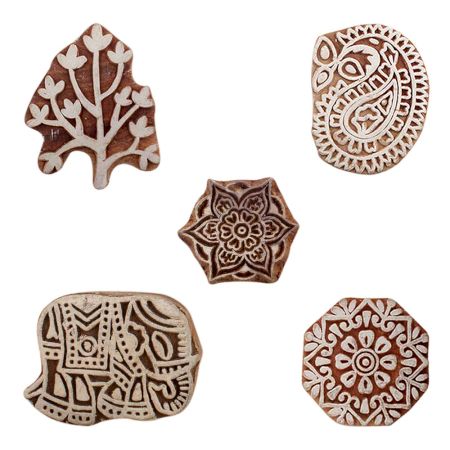 Set of 5 Piece New Mix Wooden Printing Blocks